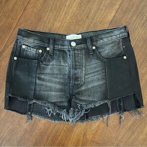 Free People We The Free Black Raw Step Hem Distressed Shorts